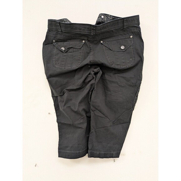 Gloria Vanderbilt Black Cargo Capri Pants Size 8 Stretch Mid Rise Crop Utility - Picture 2 of 12